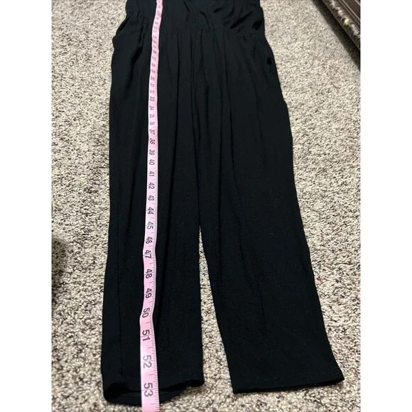Eileen Fisher Petite Medium V-Neck Ankle Length Jumpsuit Viscose Jersey Black